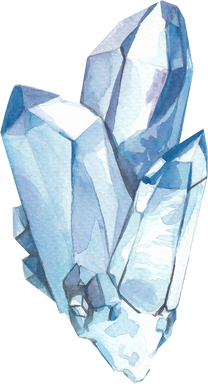 Blue crystals watercolor illustration